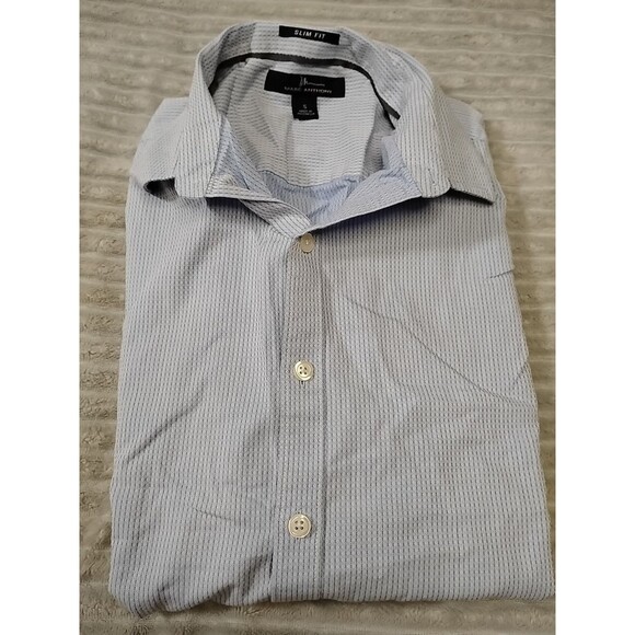 Marc Anthony Print Long Sleeve Button Front Shirt Small Blue Patterned Preppy - Picture 9 of 9